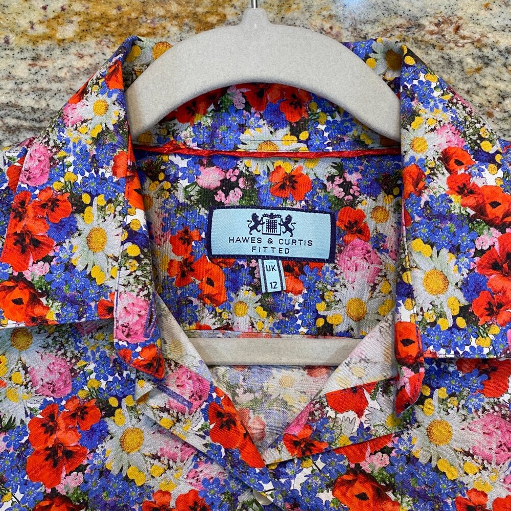 Hawes & Curtis Fitted Floral Bright Button Down Shirt - NWOT - Medium - Picture 4 of 7